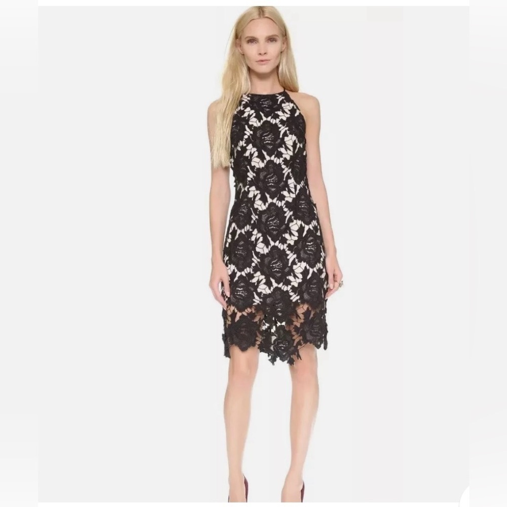KEEPSAKE True Love Lace Black Cocktail Midi Dress